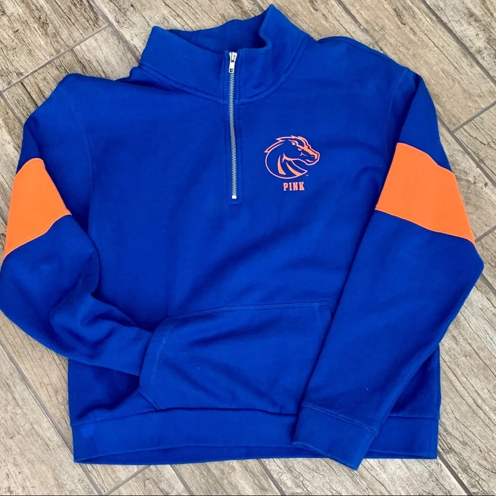 Broncos Half Zip Jacket with Sequin Lettered Back Pink by Victoria Secret size L - Picture 2 of 6